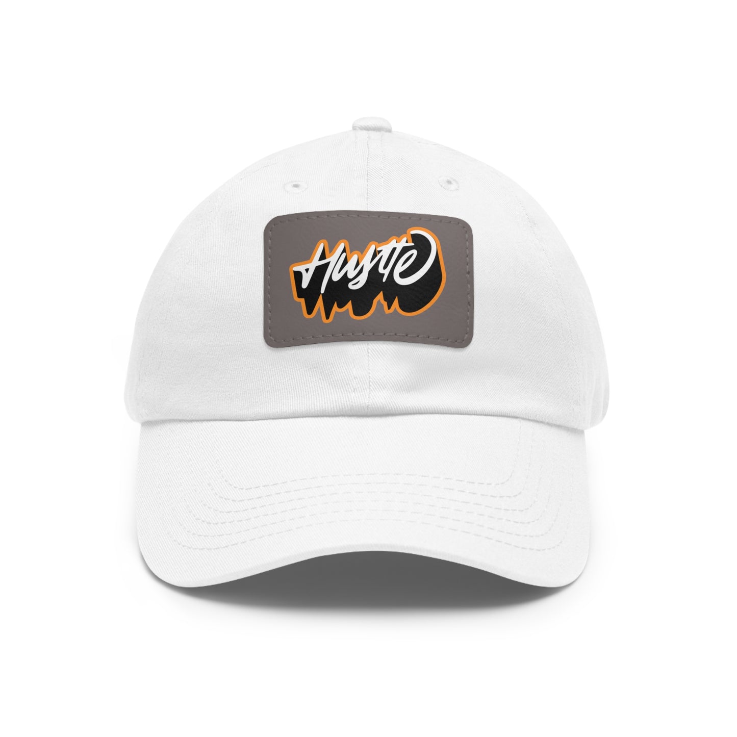 Graphic design(Hustle) Hat with Leather Patch (Rectangle)