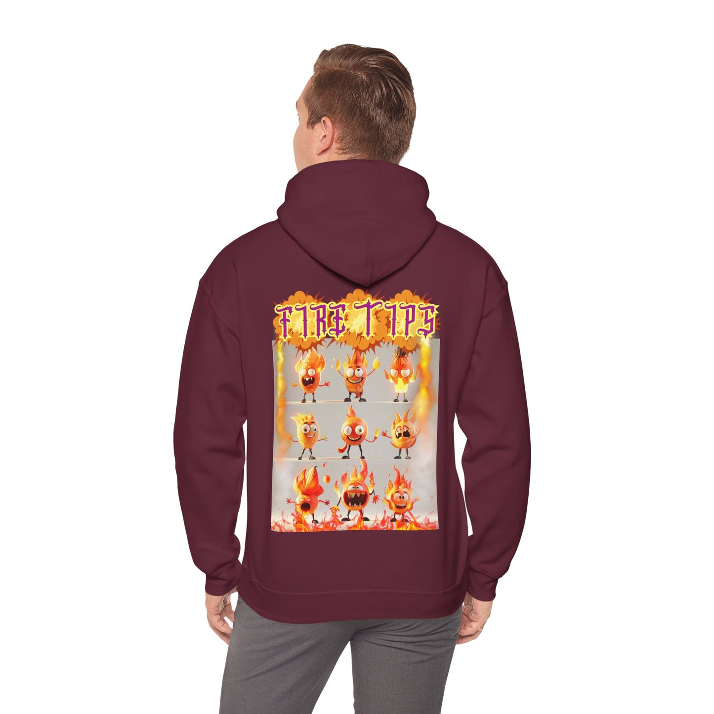 Unisex Heavy Blend™ Hooded Graphic design (Fire Tips) Sweatshirt