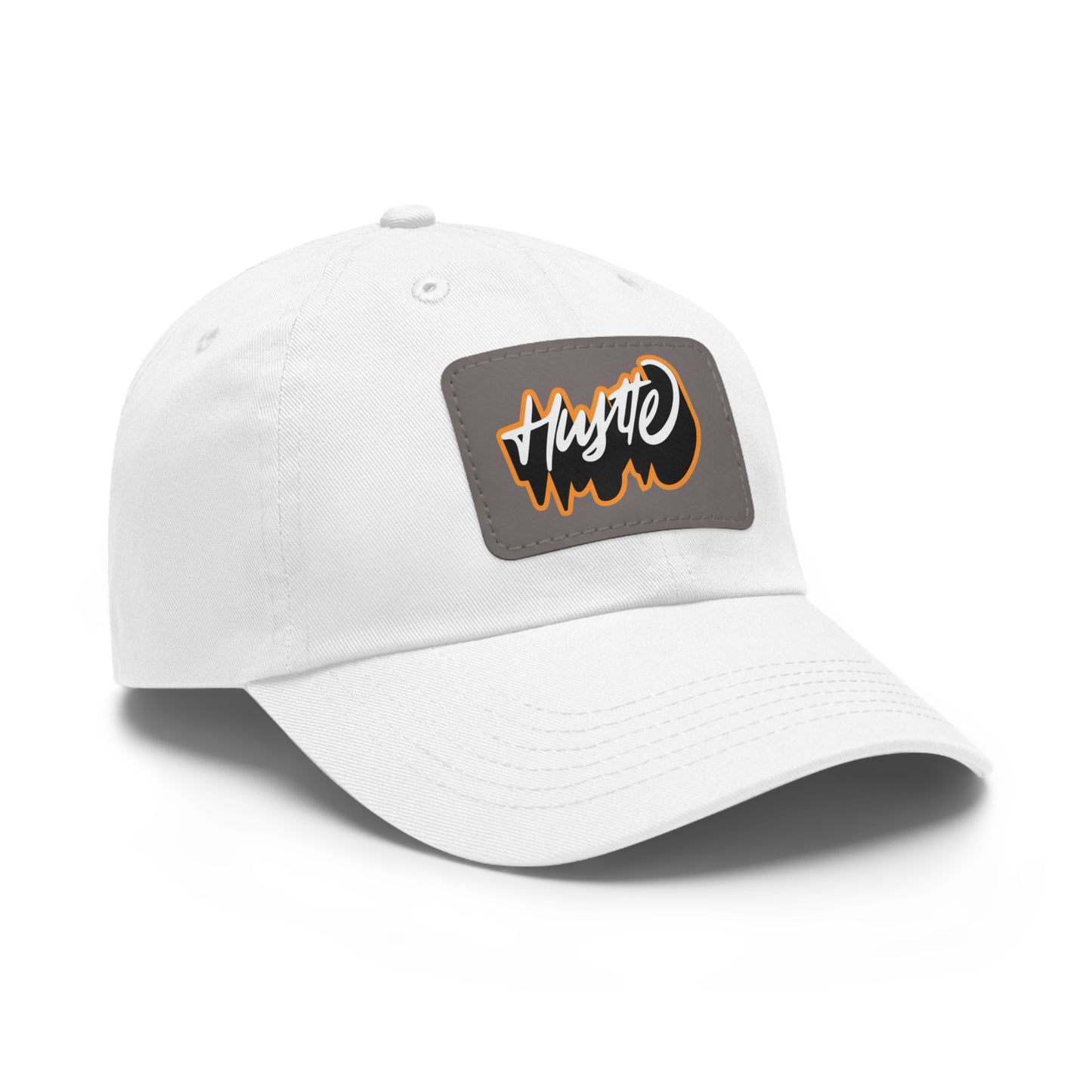 Graphic design(Hustle) Hat with Leather Patch (Rectangle)