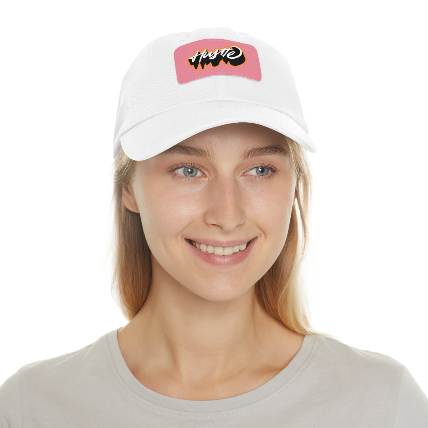Graphic design(Hustle) Hat with Leather Patch (Rectangle)