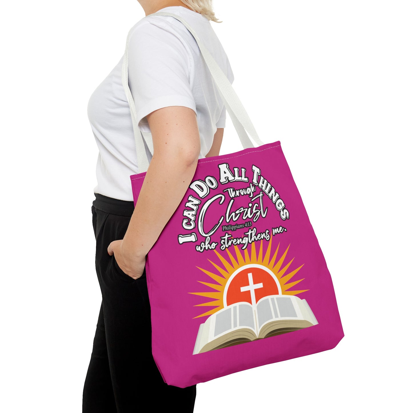 Graphic design (Though Christ)Tote Bag (AOP)