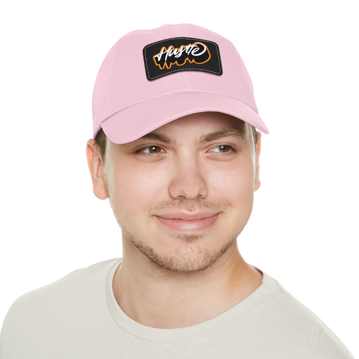 Graphic design(Hustle) Hat with Leather Patch (Rectangle)