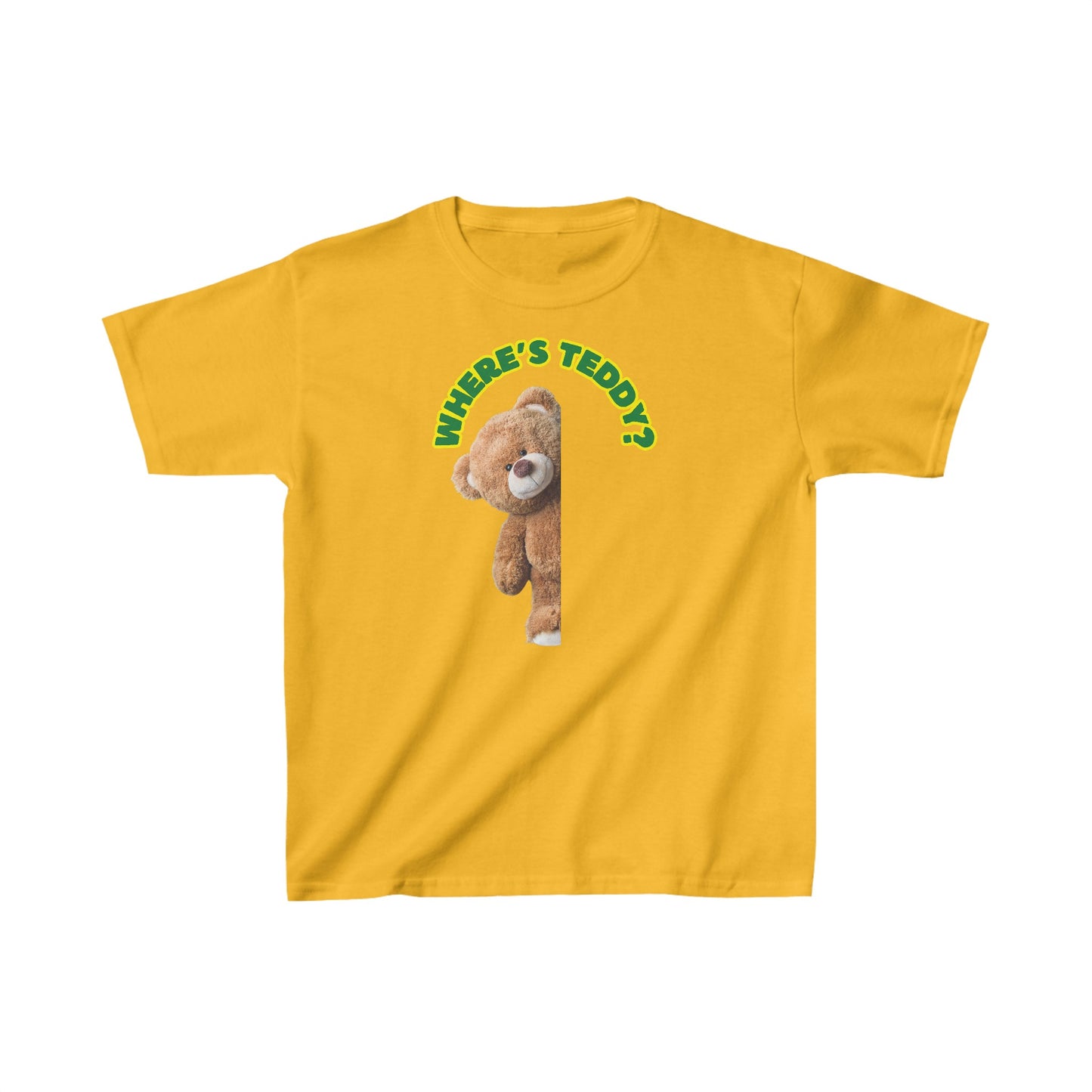 Kids Heavy Cotton Graphic design (Where's Teddy?)T-shirt