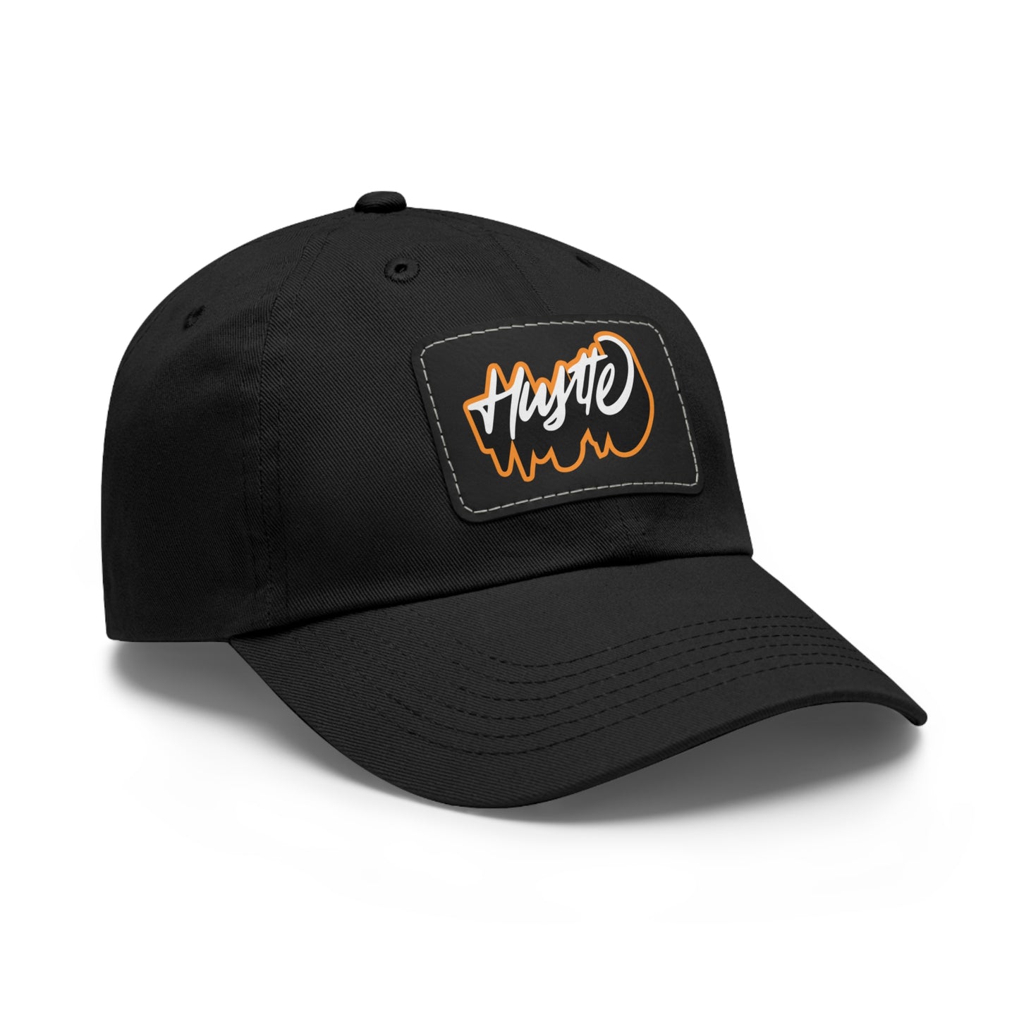 Graphic design(Hustle) Hat with Leather Patch (Rectangle)