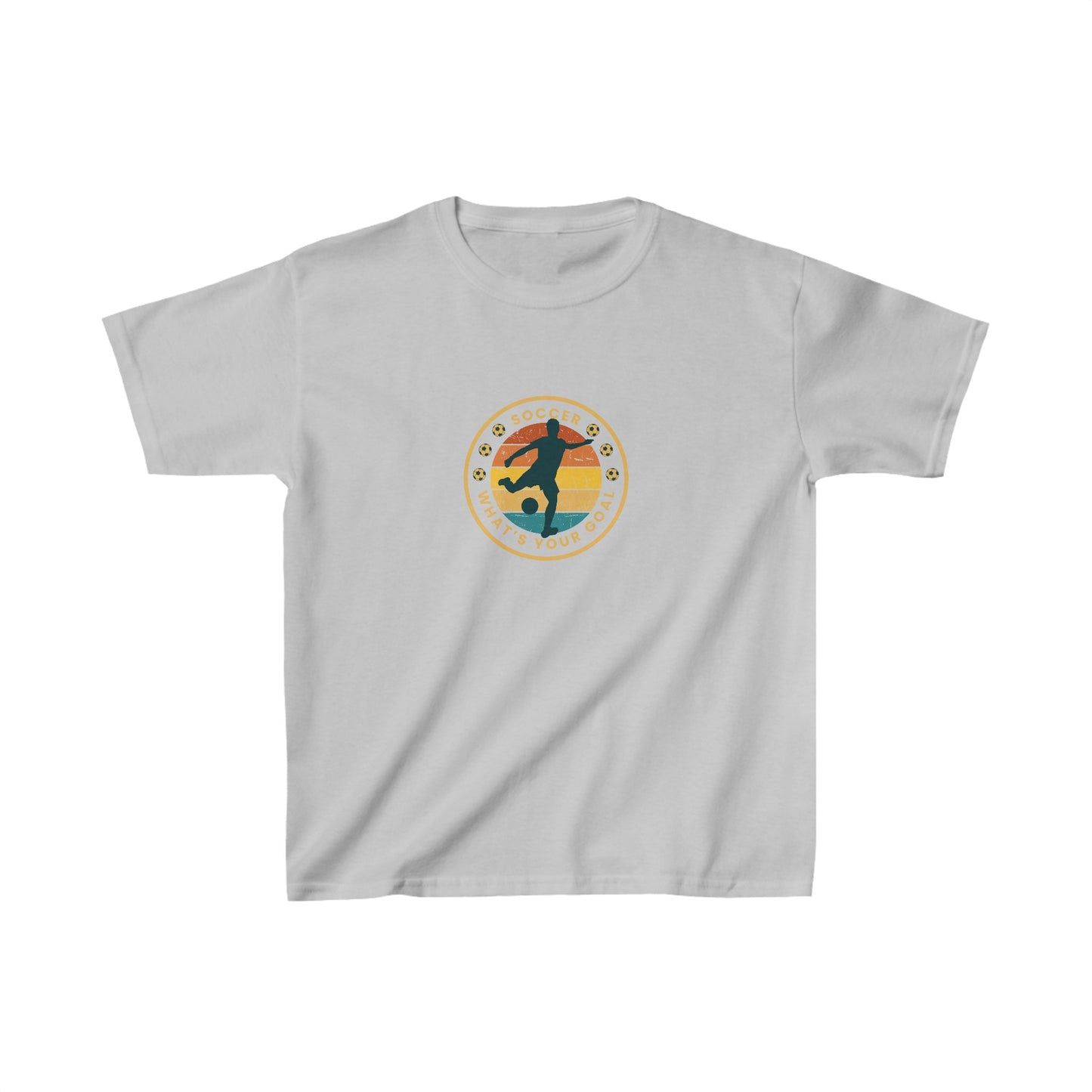Kids Heavy Cotton Graphic design (Soccer What's your goal) T-shirt