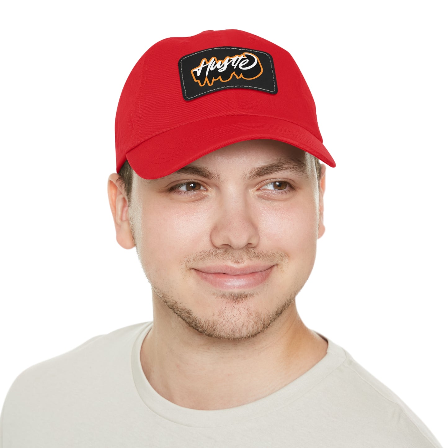 Graphic design(Hustle) Hat with Leather Patch (Rectangle)