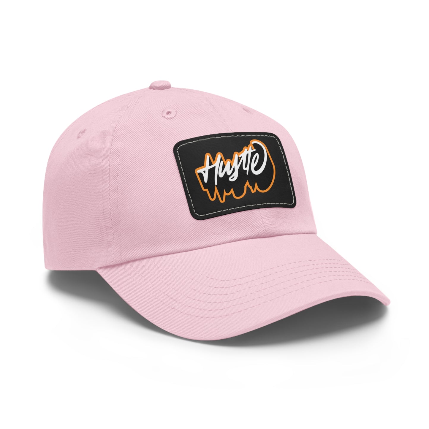 Graphic design(Hustle) Hat with Leather Patch (Rectangle)