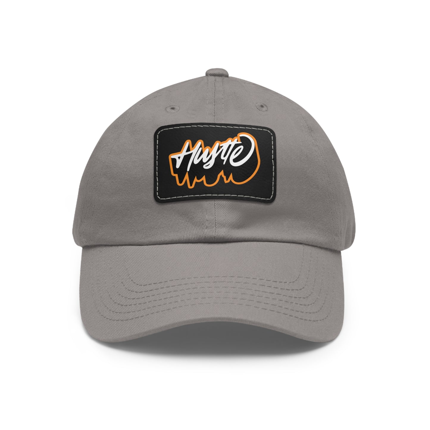 Graphic design(Hustle) Hat with Leather Patch (Rectangle)
