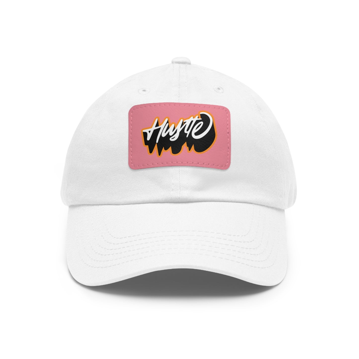 Graphic design(Hustle) Hat with Leather Patch (Rectangle)