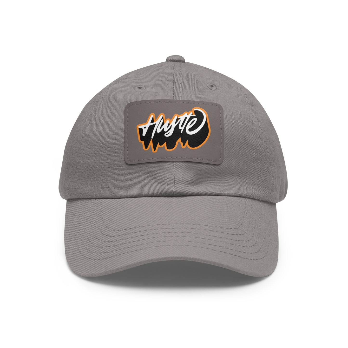 Graphic design(Hustle) Hat with Leather Patch (Rectangle)