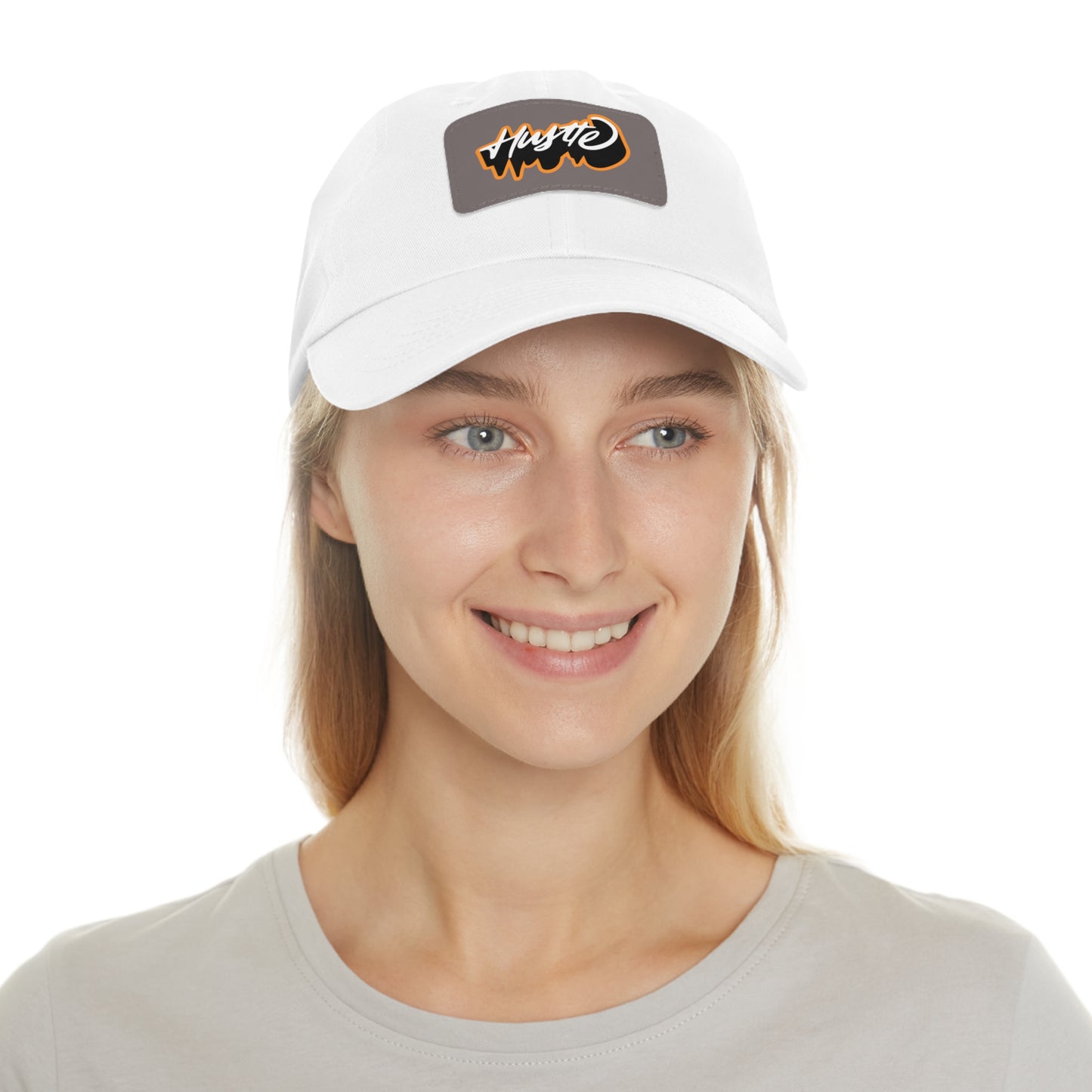 Graphic design(Hustle) Hat with Leather Patch (Rectangle)