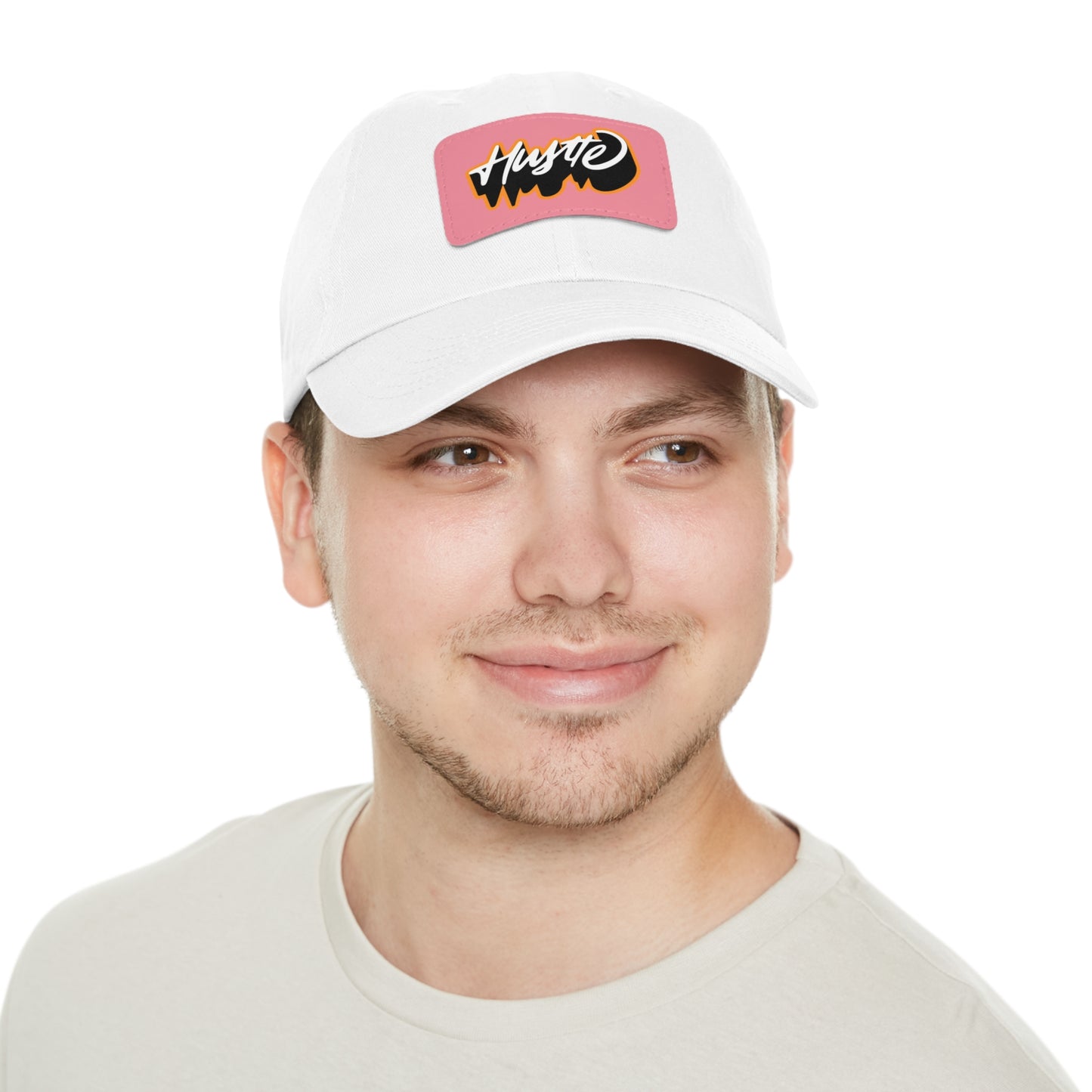 Graphic design(Hustle) Hat with Leather Patch (Rectangle)