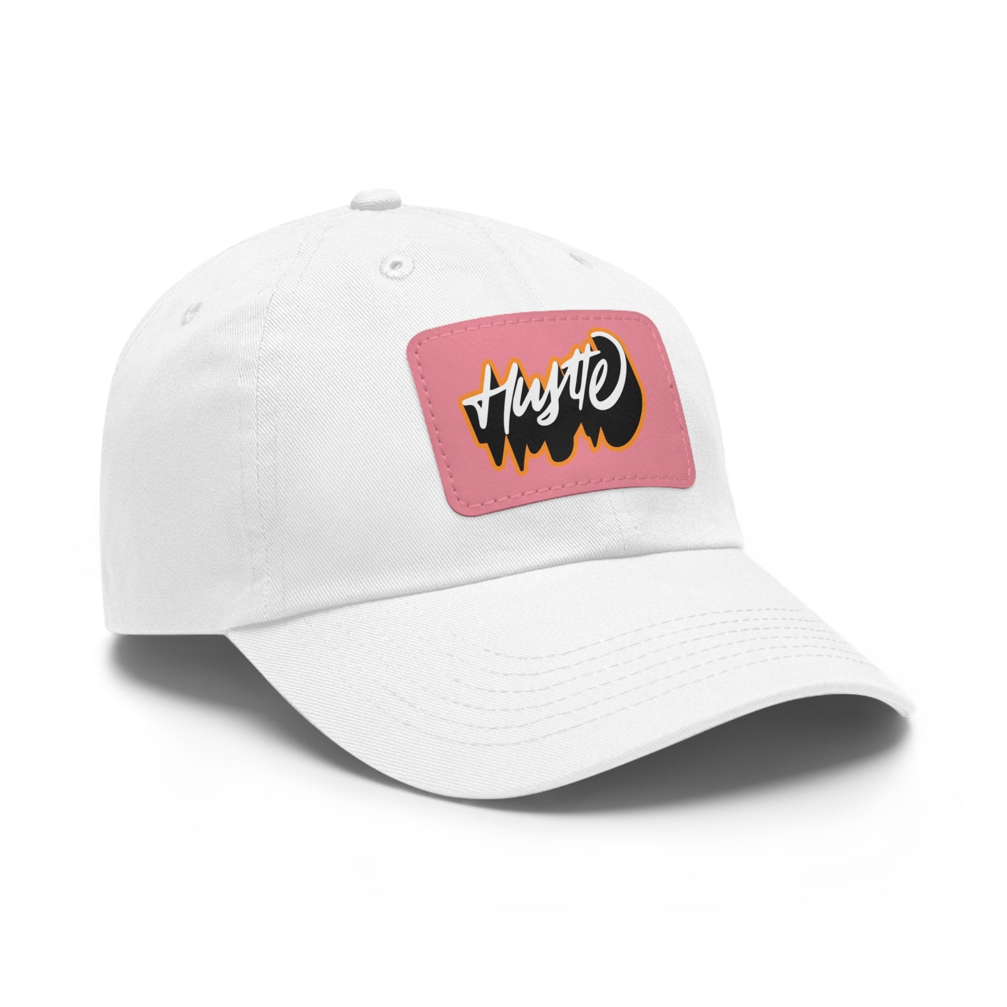Graphic design(Hustle) Hat with Leather Patch (Rectangle)