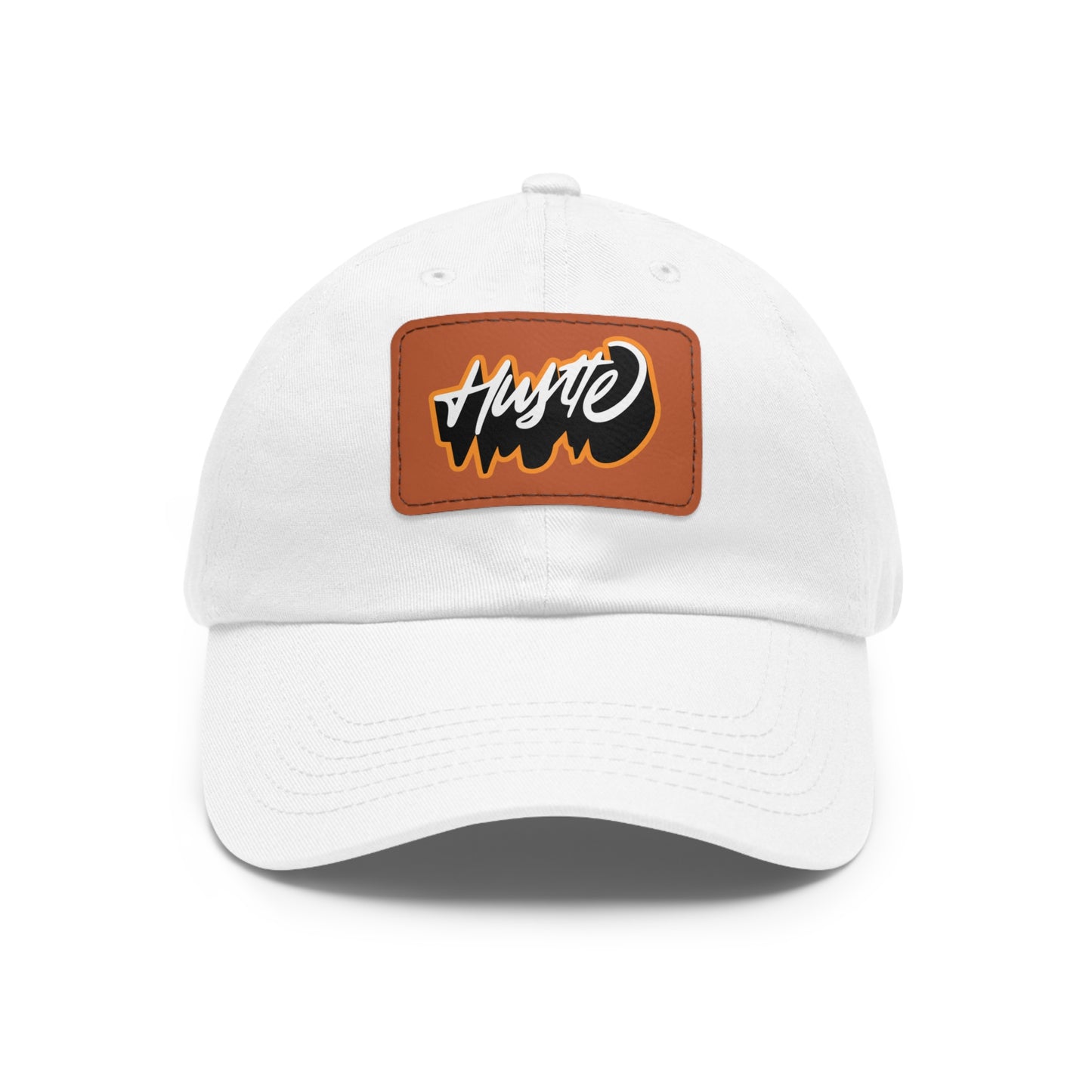 Graphic design(Hustle) Hat with Leather Patch (Rectangle)