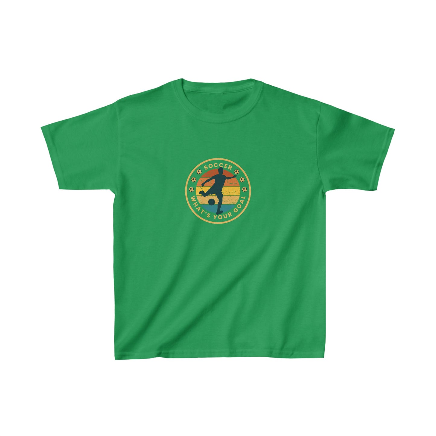 Kids Heavy Cotton Graphic design (Soccer What's your goal) T-shirt