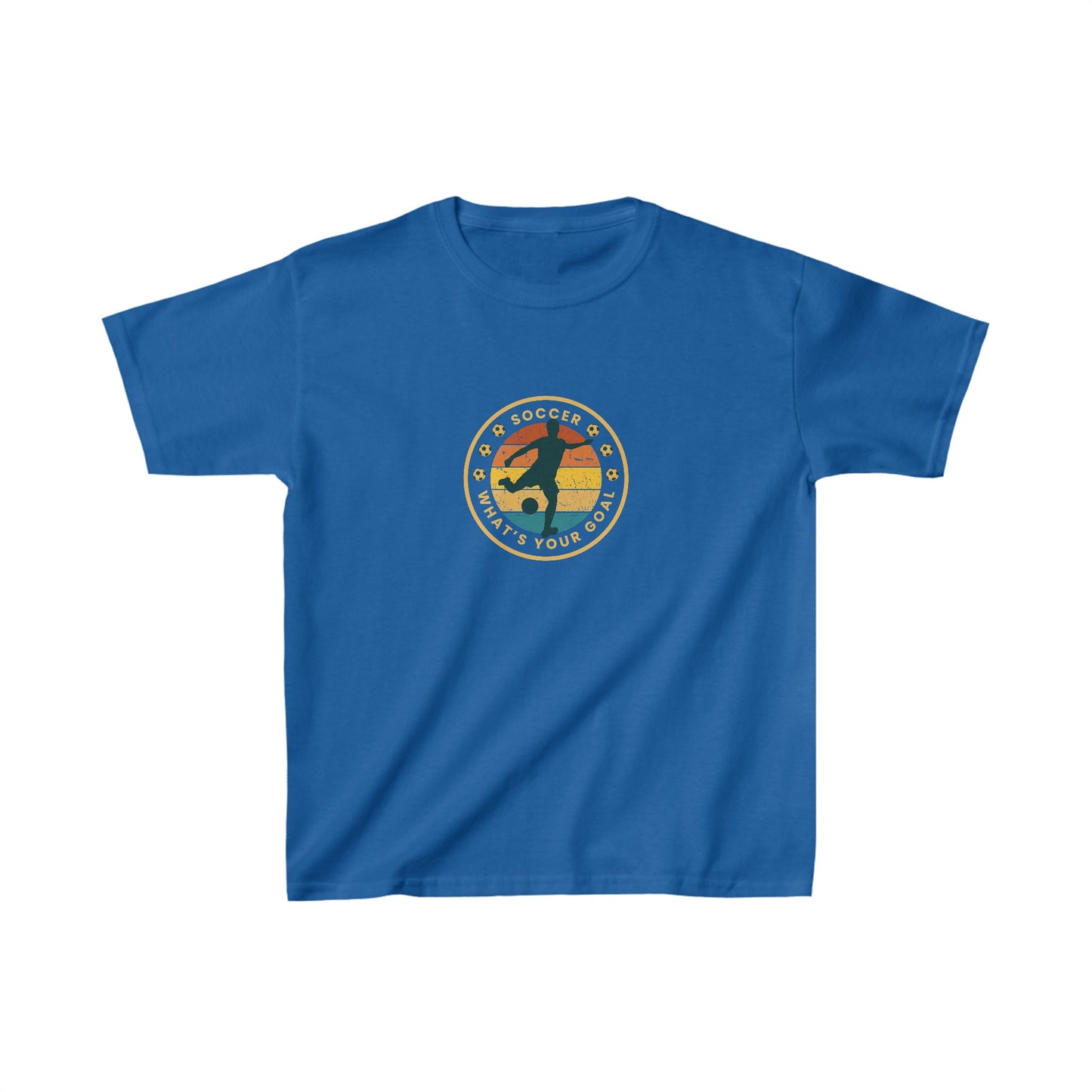 Kids Heavy Cotton Graphic design (Soccer What's your goal) T-shirt