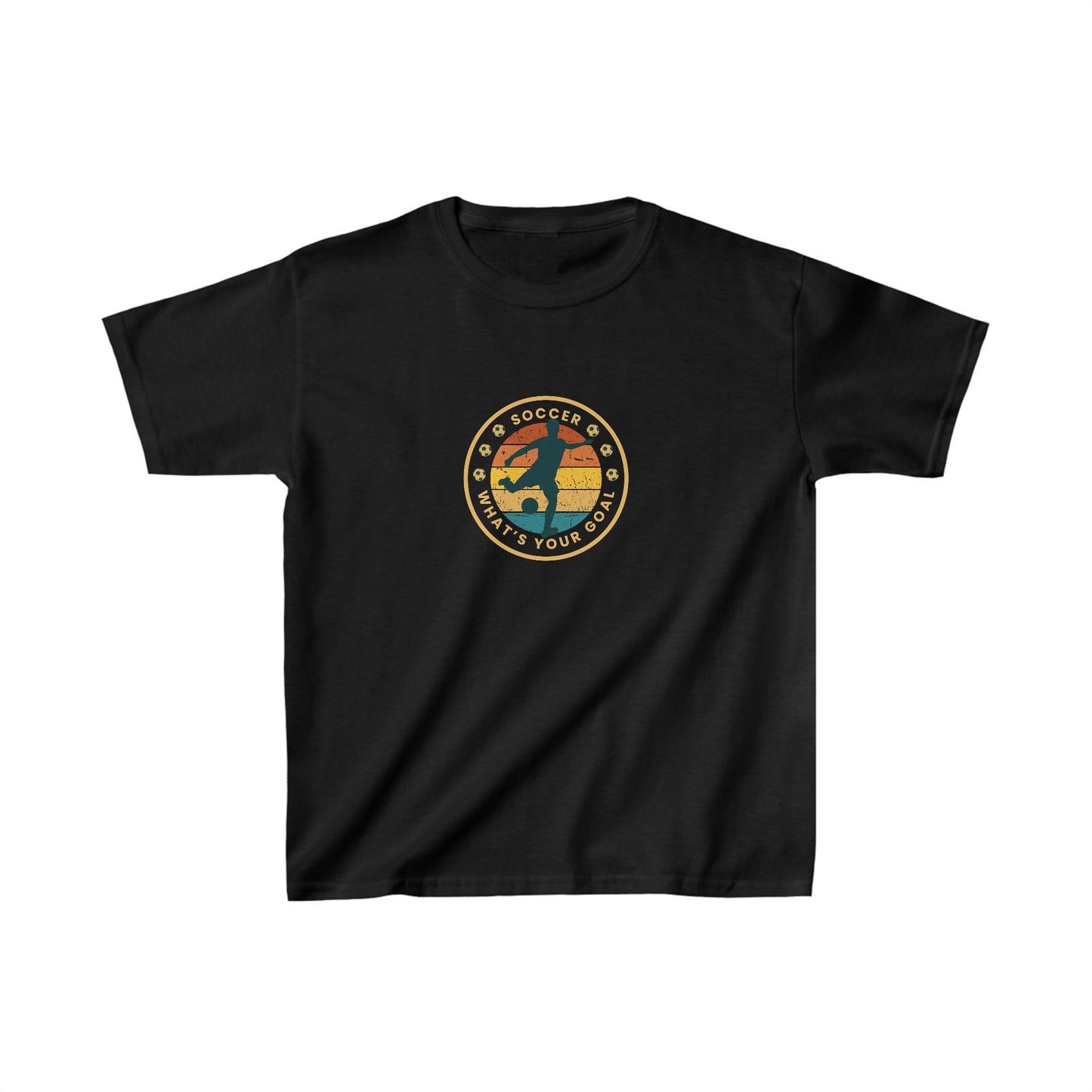 Kids Heavy Cotton Graphic design (Soccer What's your goal) T-shirt