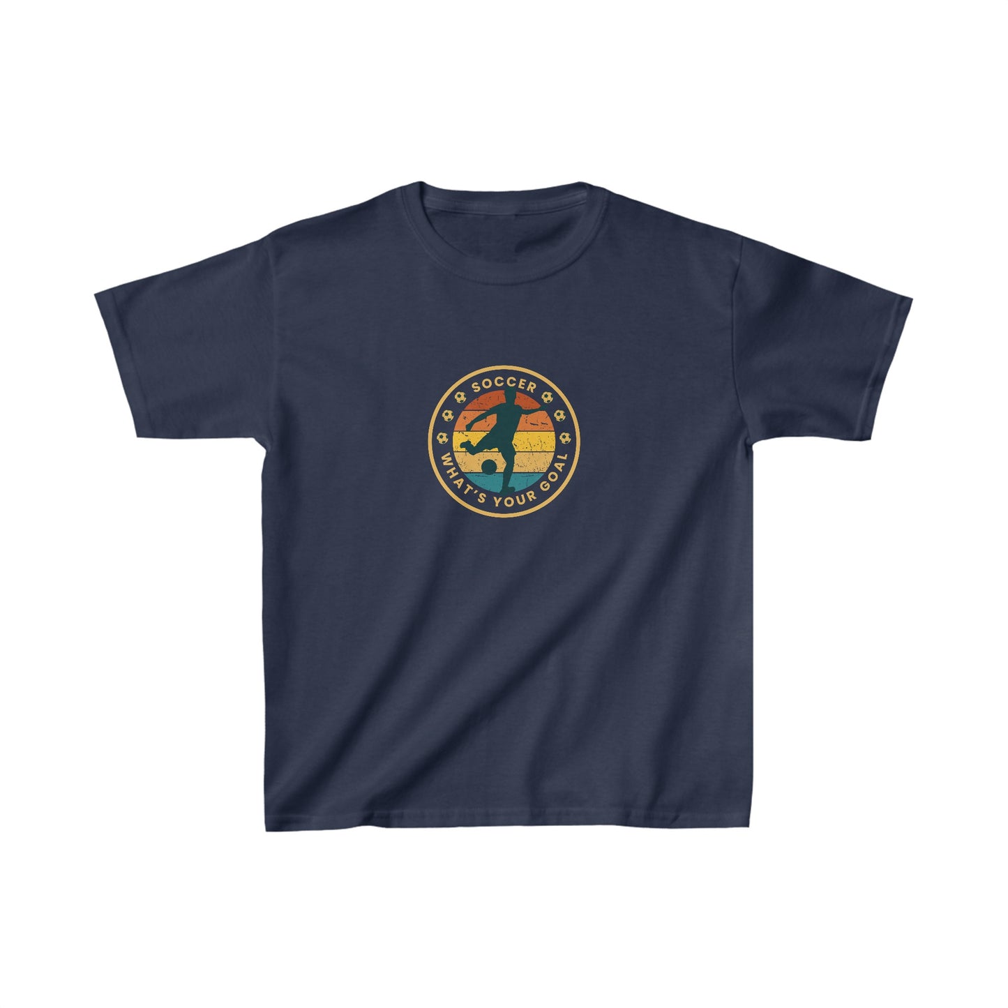 Kids Heavy Cotton Graphic design (Soccer What's your goal) T-shirt