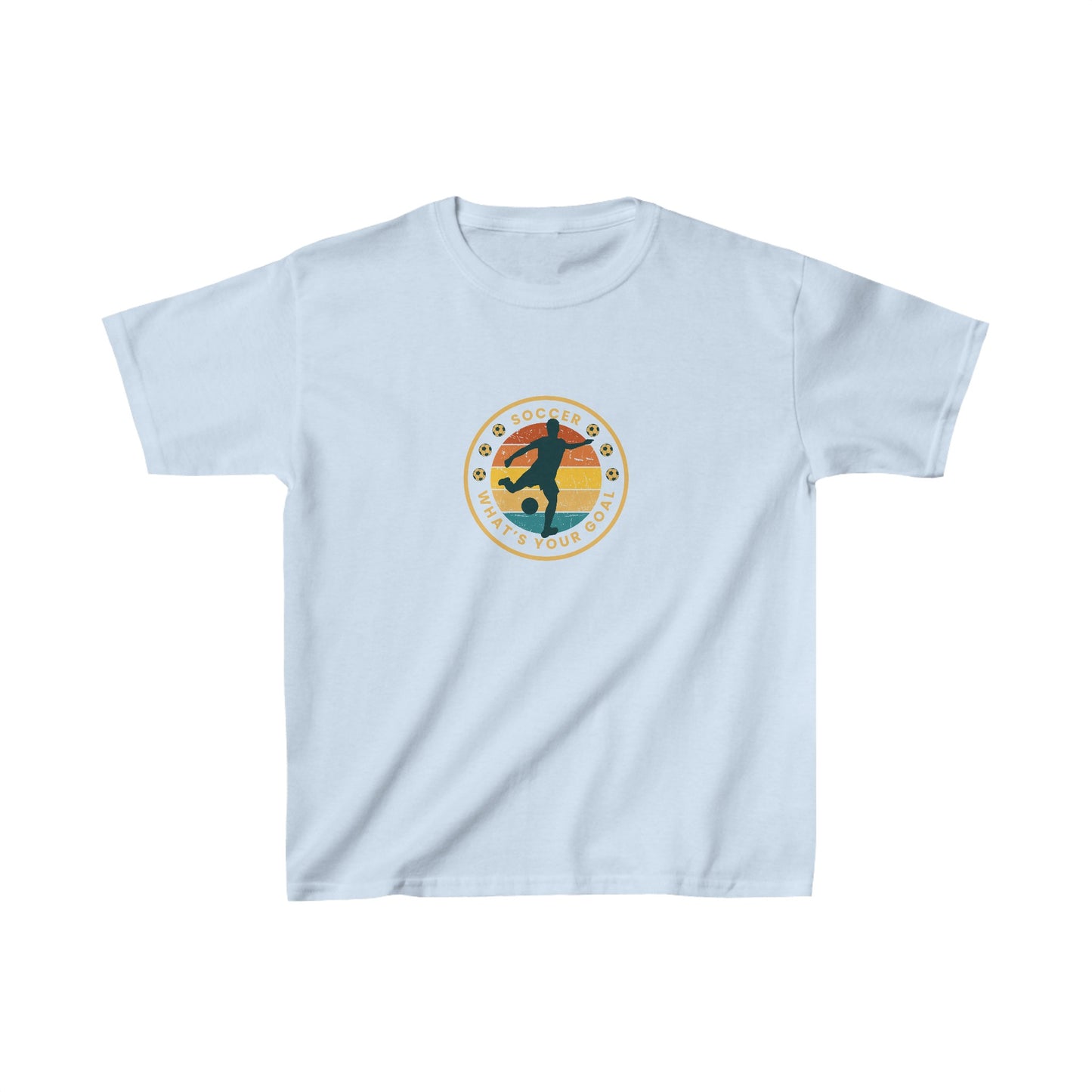Kids Heavy Cotton Graphic design (Soccer What's your goal) T-shirt