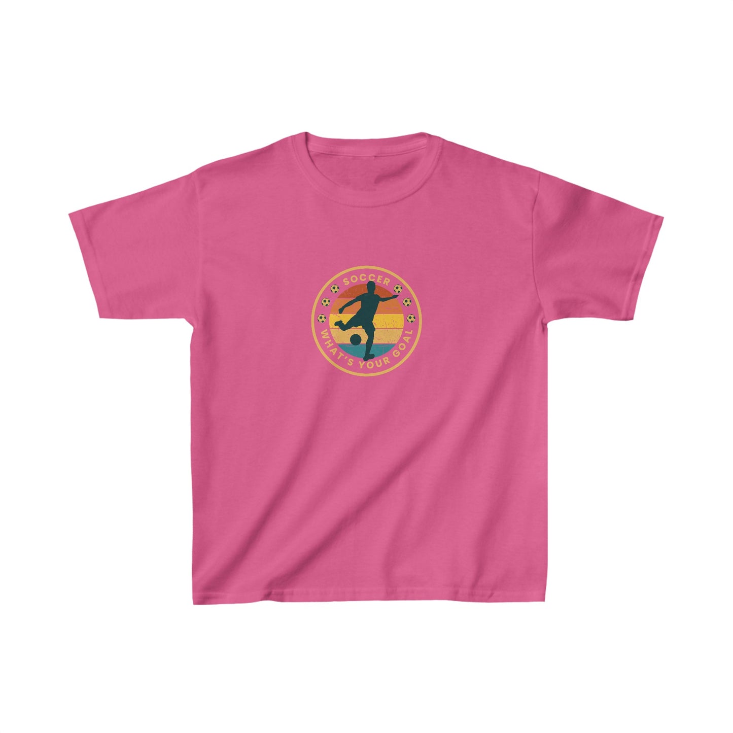 Kids Heavy Cotton Graphic design (Soccer What's your goal) T-shirt