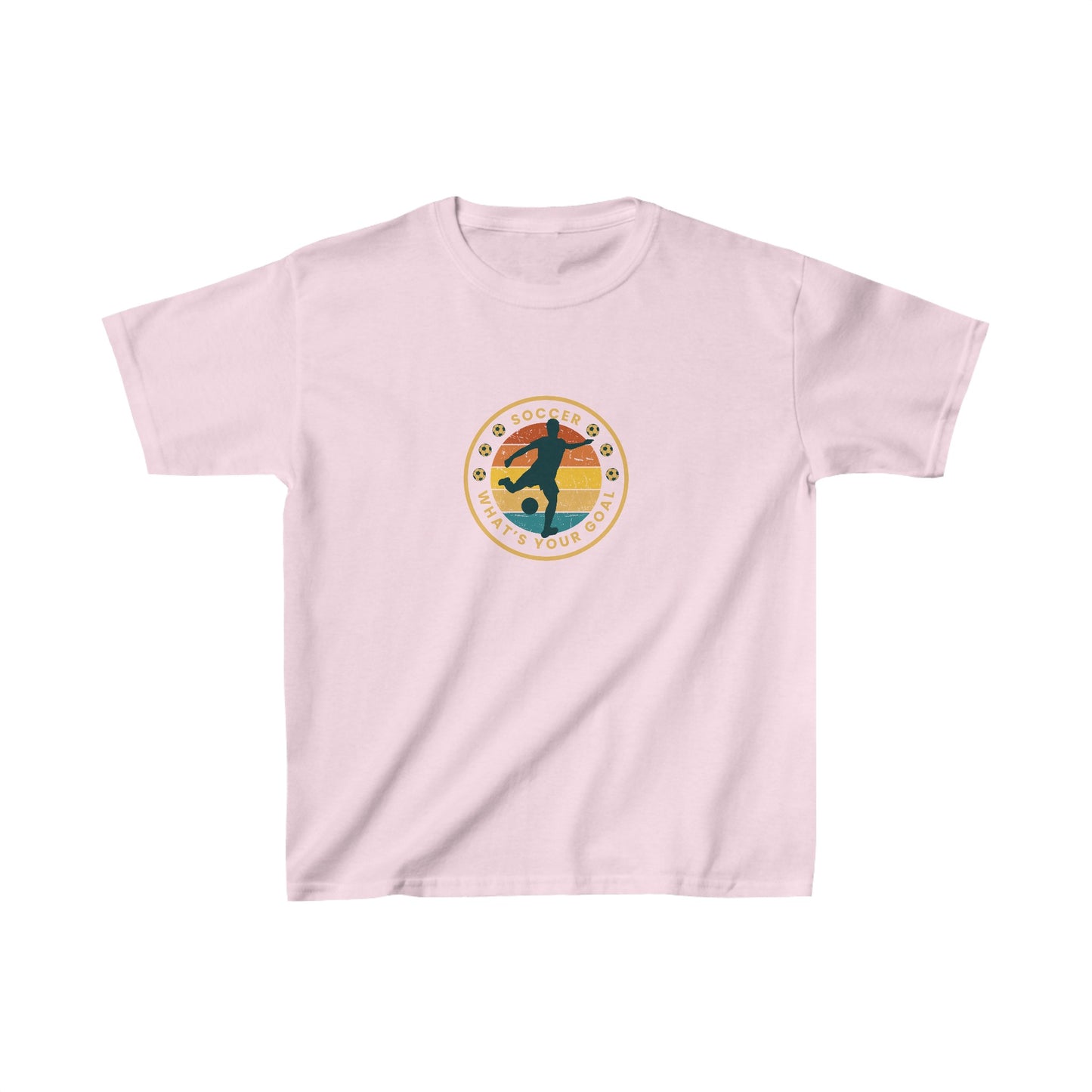 Kids Heavy Cotton Graphic design (Soccer What's your goal) T-shirt