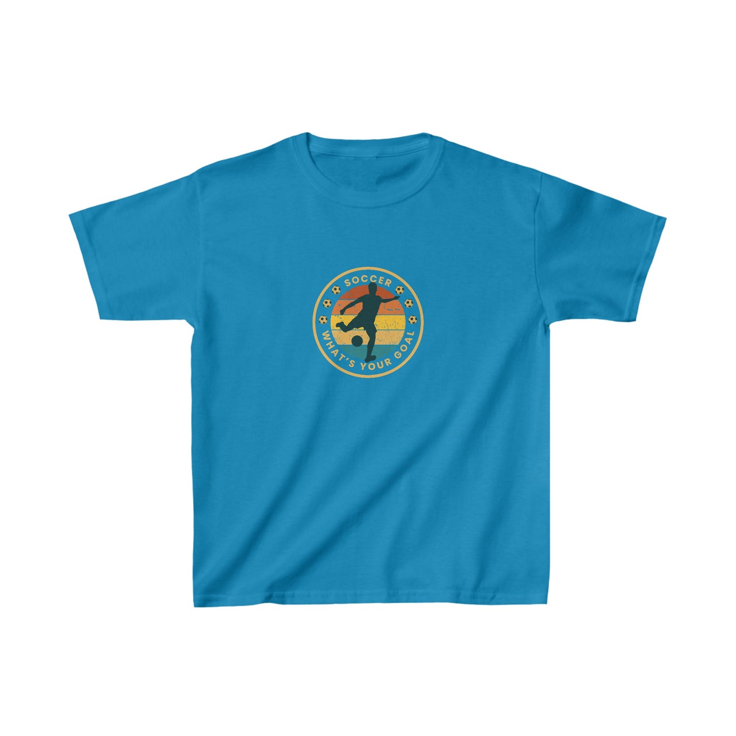 Kids Heavy Cotton Graphic design (Soccer What's your goal) T-shirt