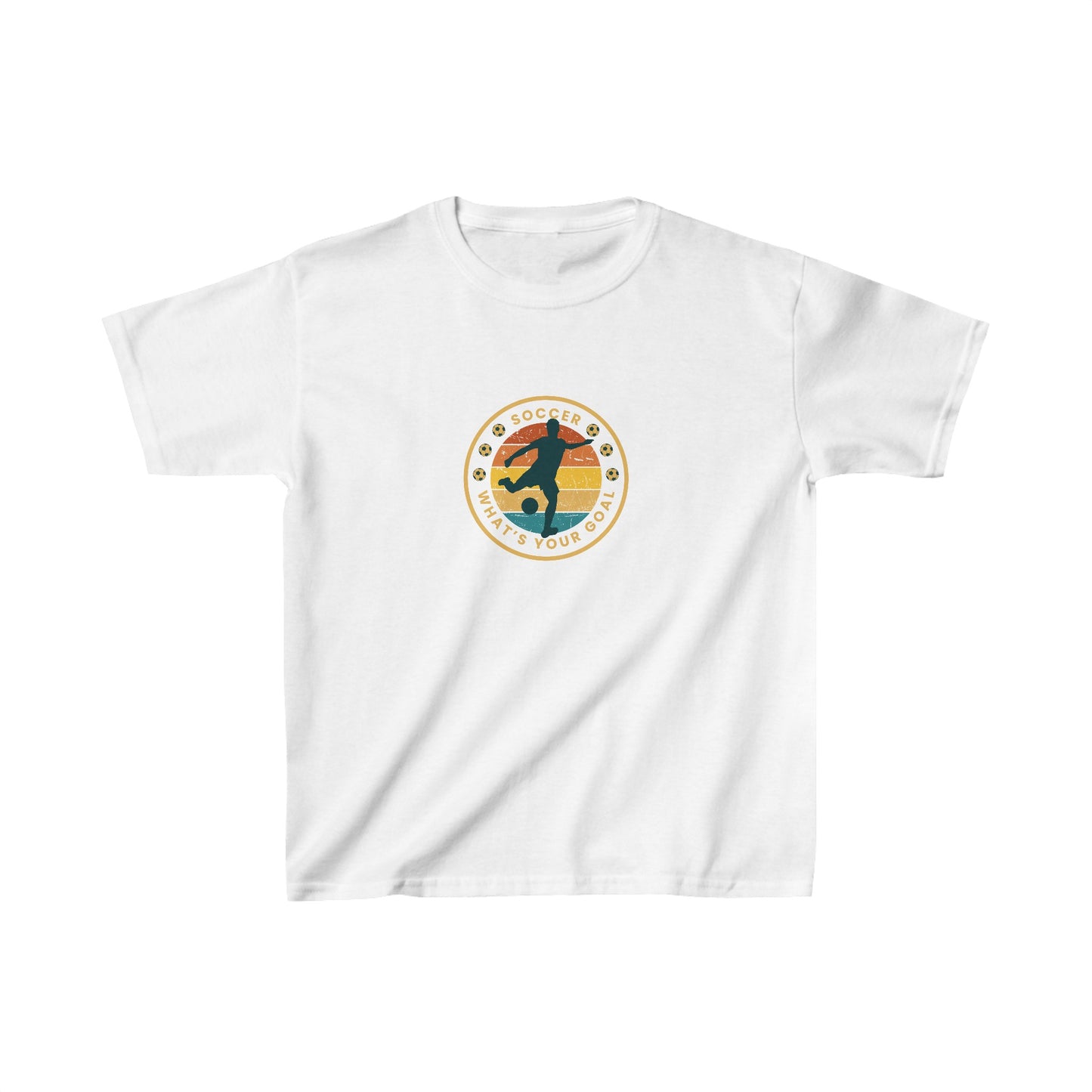 Kids Heavy Cotton Graphic design (Soccer What's your goal) T-shirt