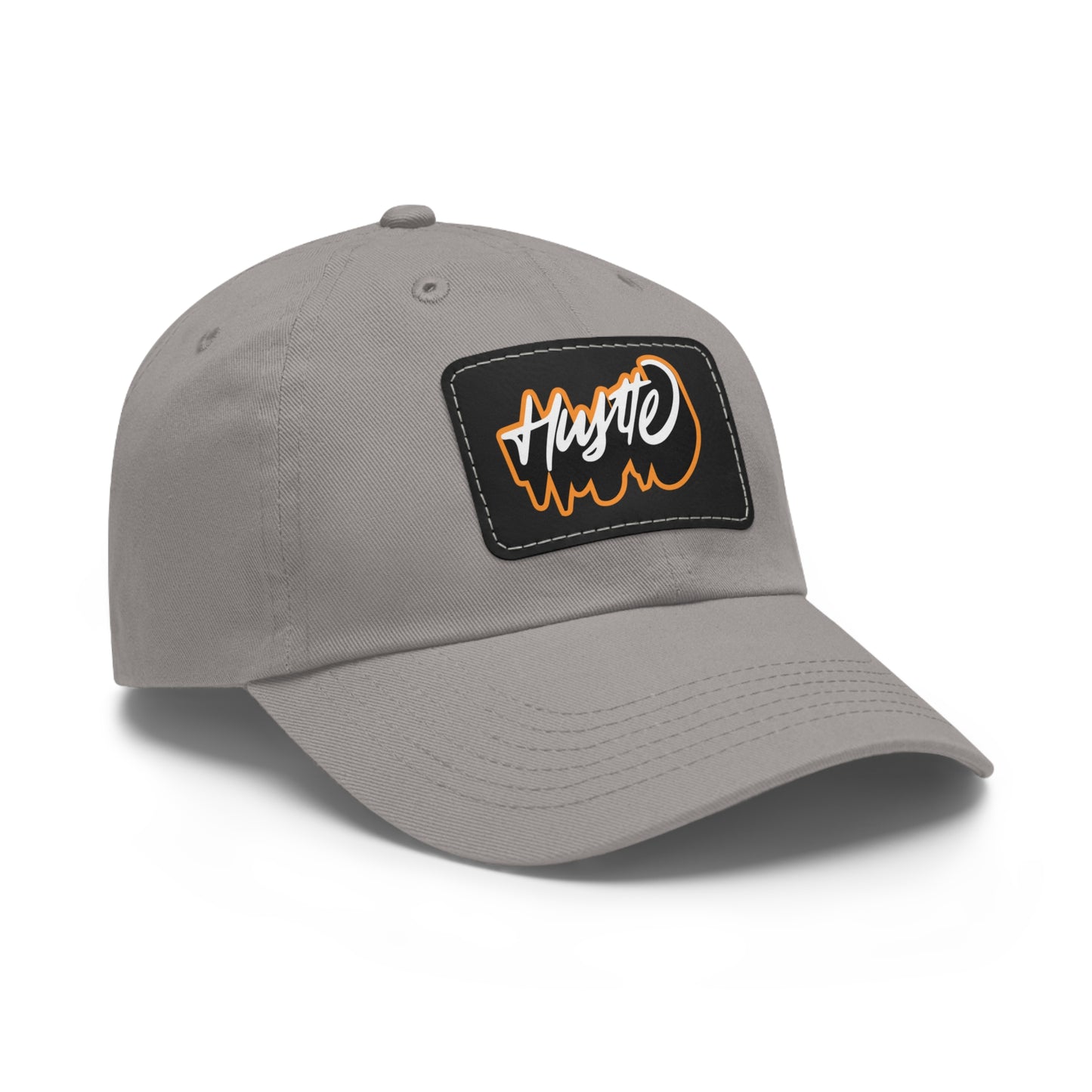 Graphic design(Hustle) Hat with Leather Patch (Rectangle)