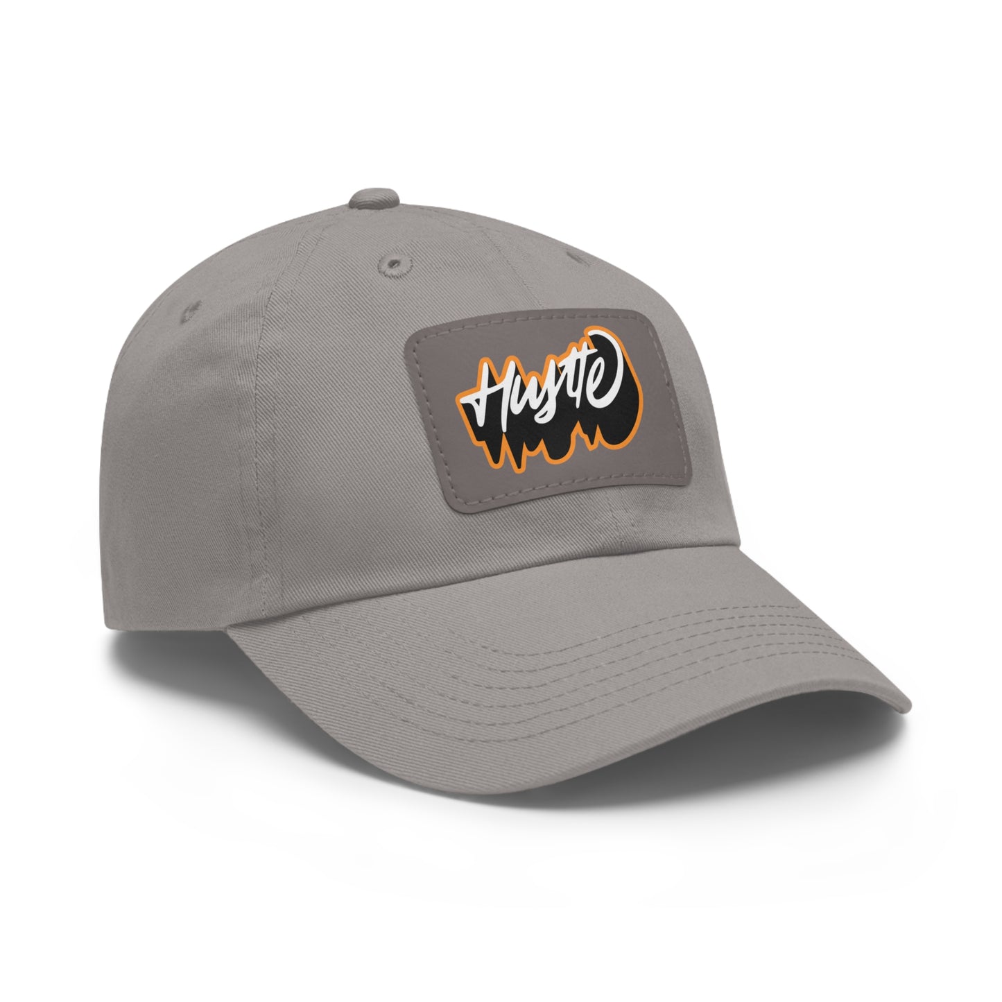 Graphic design(Hustle) Hat with Leather Patch (Rectangle)