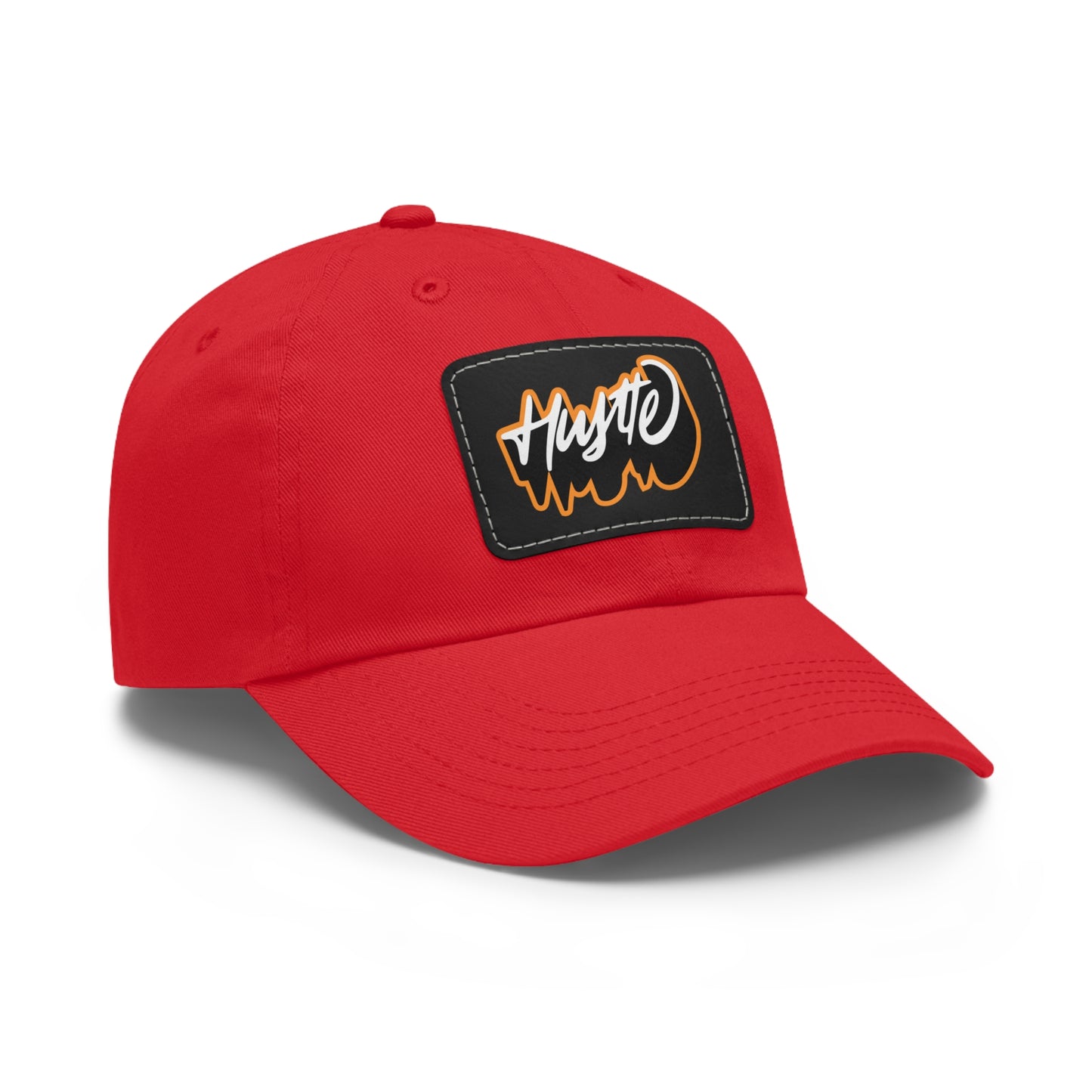 Graphic design(Hustle) Hat with Leather Patch (Rectangle)