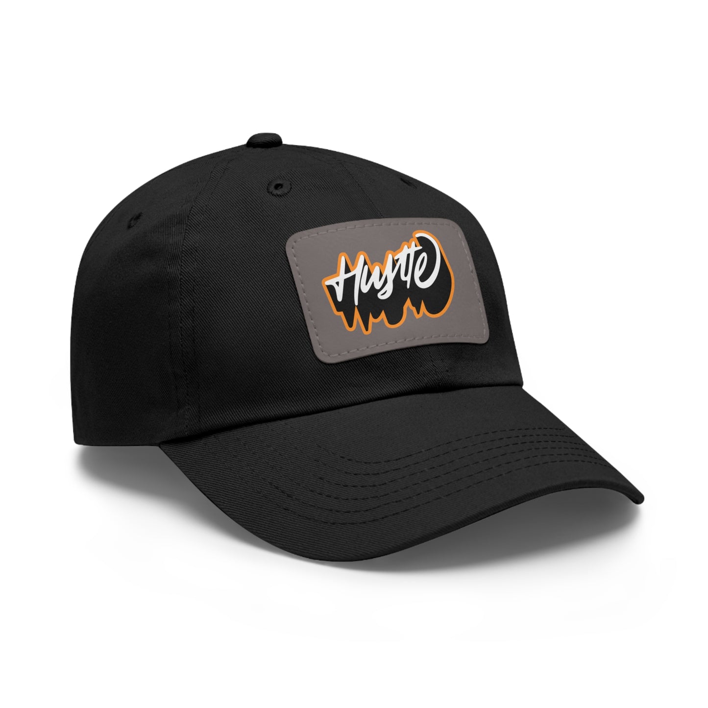 Graphic design(Hustle) Hat with Leather Patch (Rectangle)