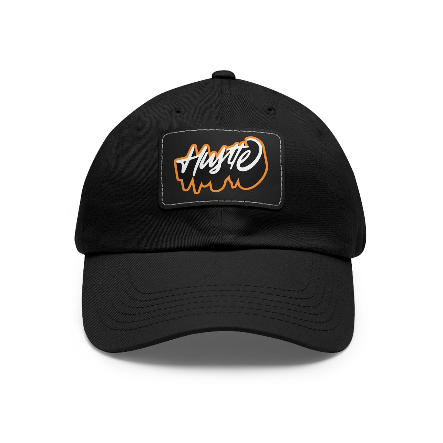 Graphic design(Hustle) Hat with Leather Patch (Rectangle)