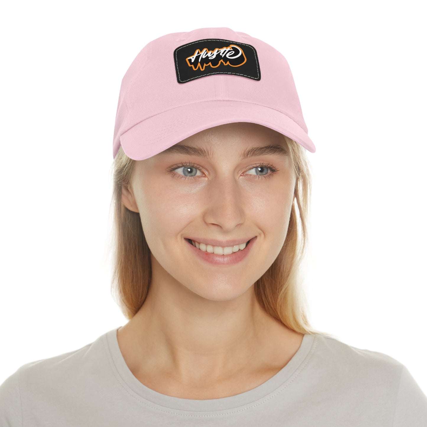Graphic design(Hustle) Hat with Leather Patch (Rectangle)