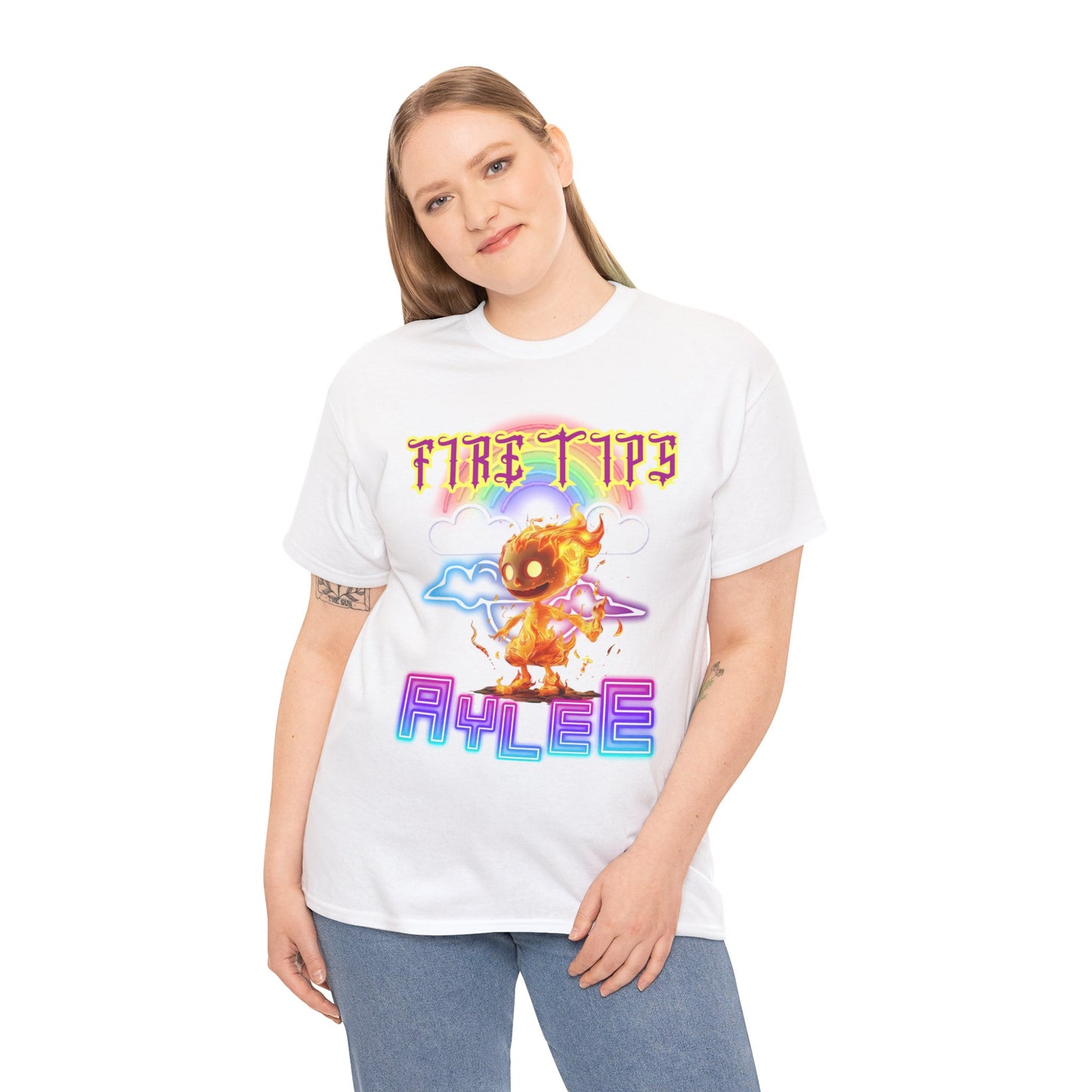 Unisex Heavy Cotton Graphic design (Fire Tips Aylee) T-shirt