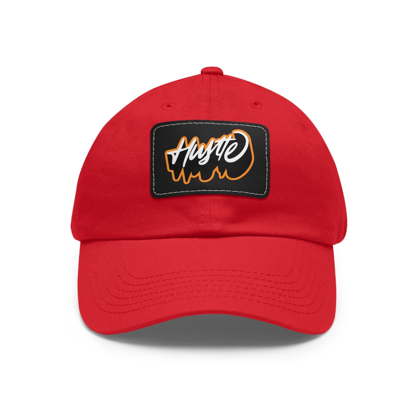 Graphic design(Hustle) Hat with Leather Patch (Rectangle)
