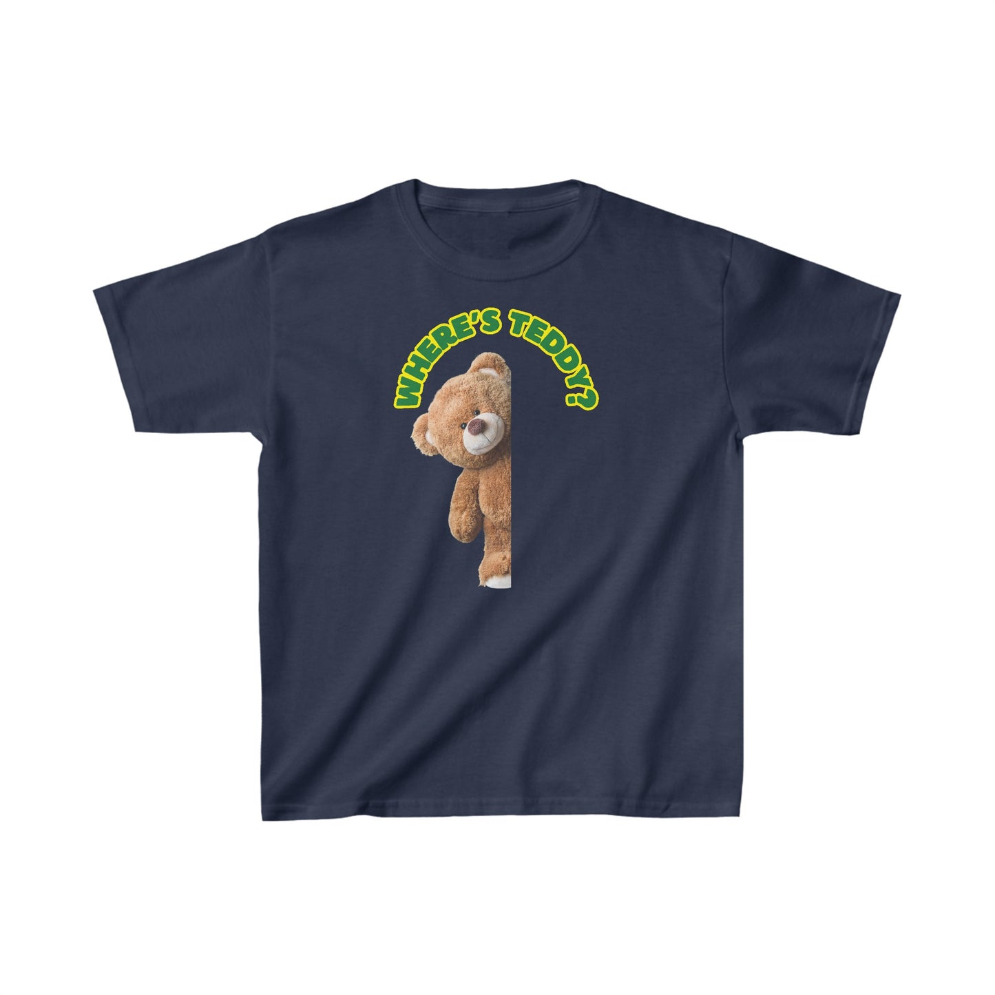 Kids Heavy Cotton Graphic design (Where's Teddy?)T-shirt
