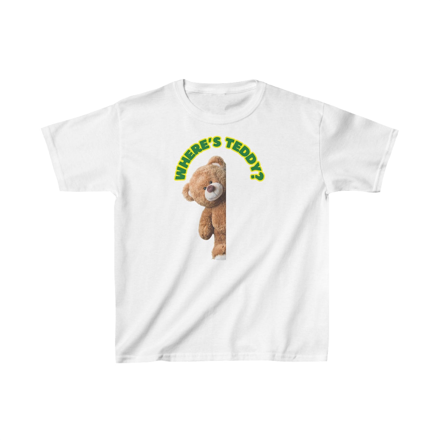 Kids Heavy Cotton Graphic design (Where's Teddy?)T-shirt