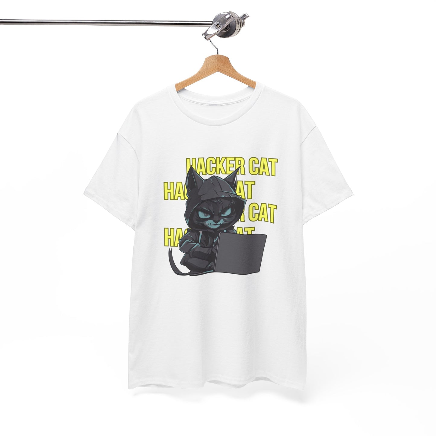 Unisex Heavy Cotton Graphic Design (Hacker Cat) T-shirt