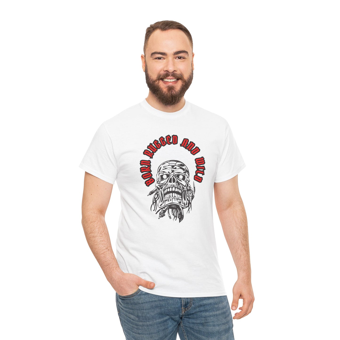 Unisex Heavy Cotton design (Born Rugged and Wild) T-shirt