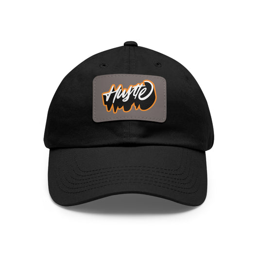 Graphic design(Hustle) Hat with Leather Patch (Rectangle)