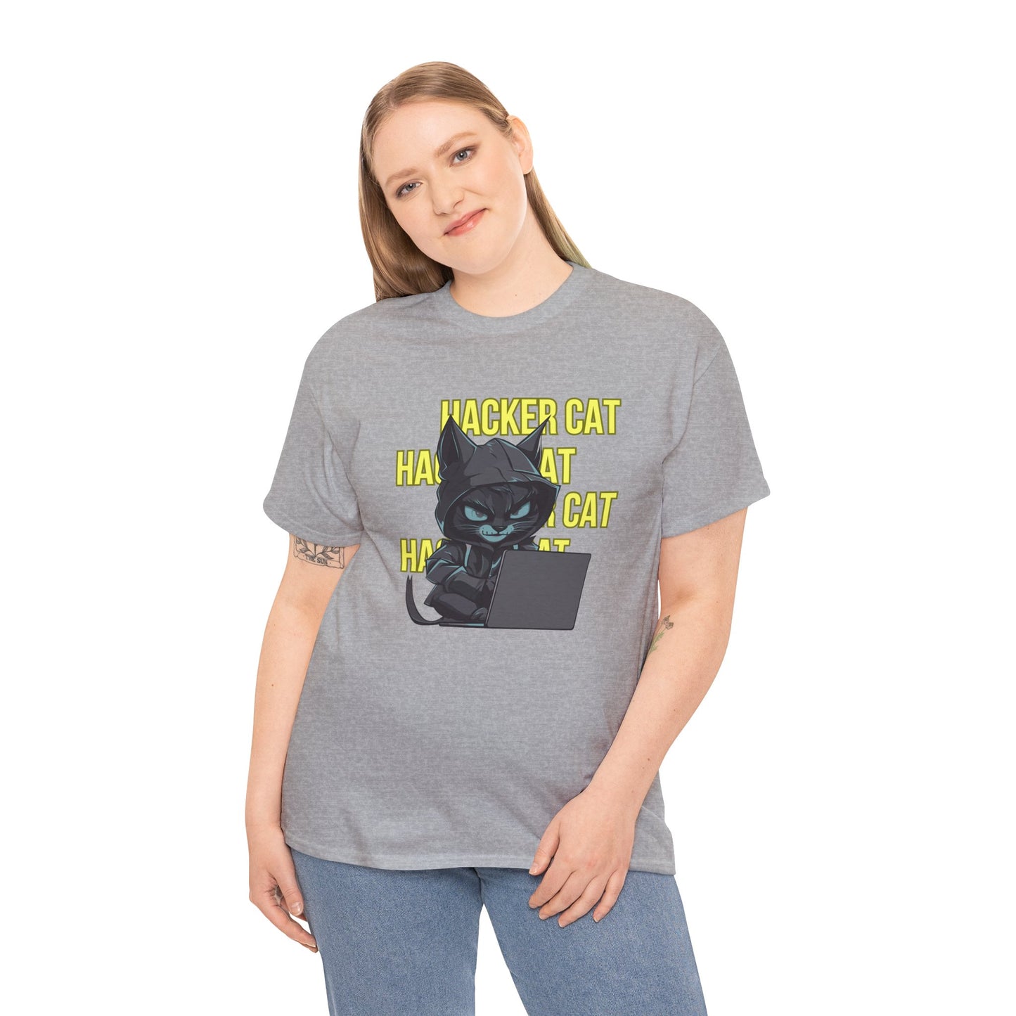 Unisex Heavy Cotton Graphic Design (Hacker Cat) T-shirt