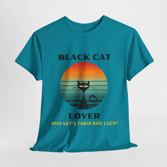 Unisex Heavy Cotton Graphic Design (Black Cat) T-shirt