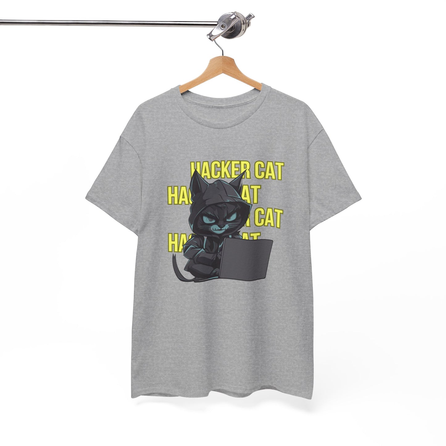 Unisex Heavy Cotton Graphic Design (Hacker Cat) T-shirt