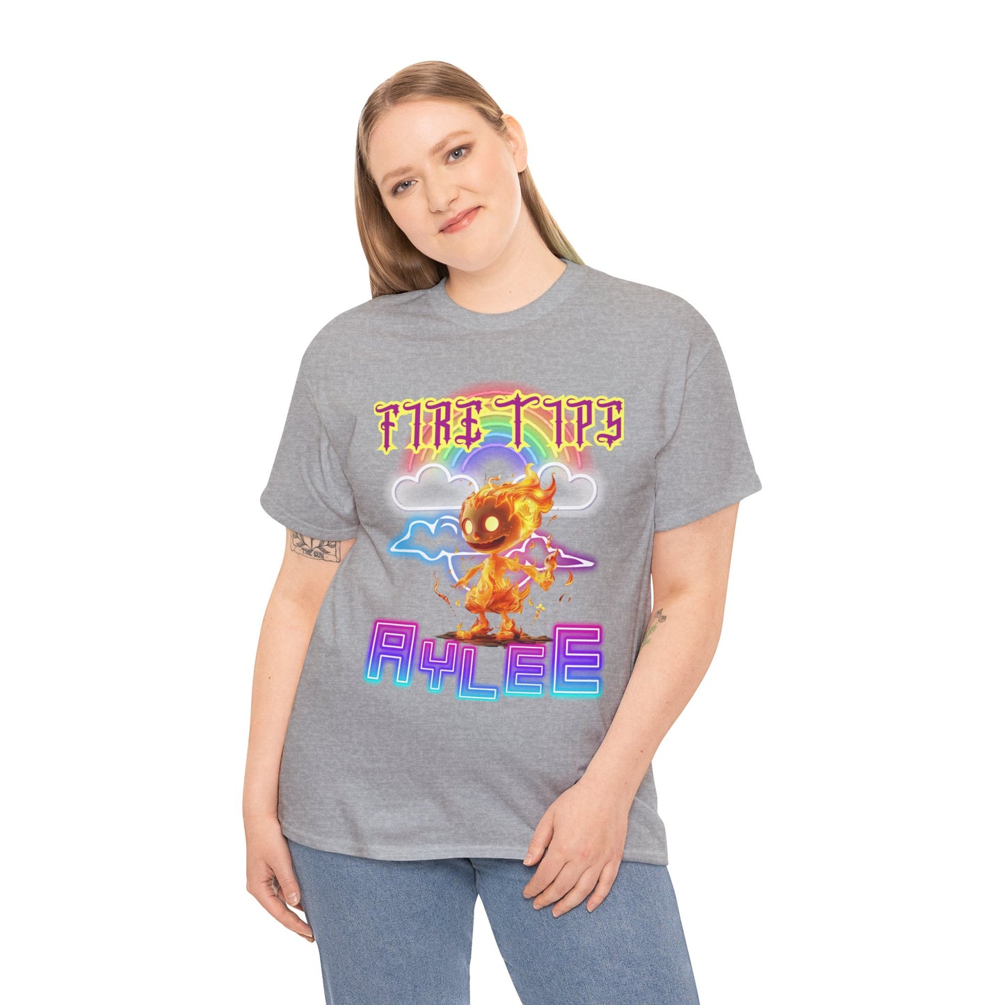 Unisex Heavy Cotton Graphic design (Fire Tips Aylee) T-shirt