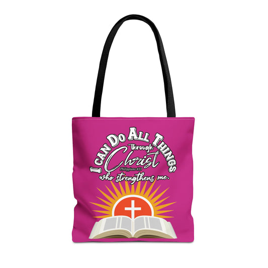Graphic design (Though Christ)Tote Bag (AOP)